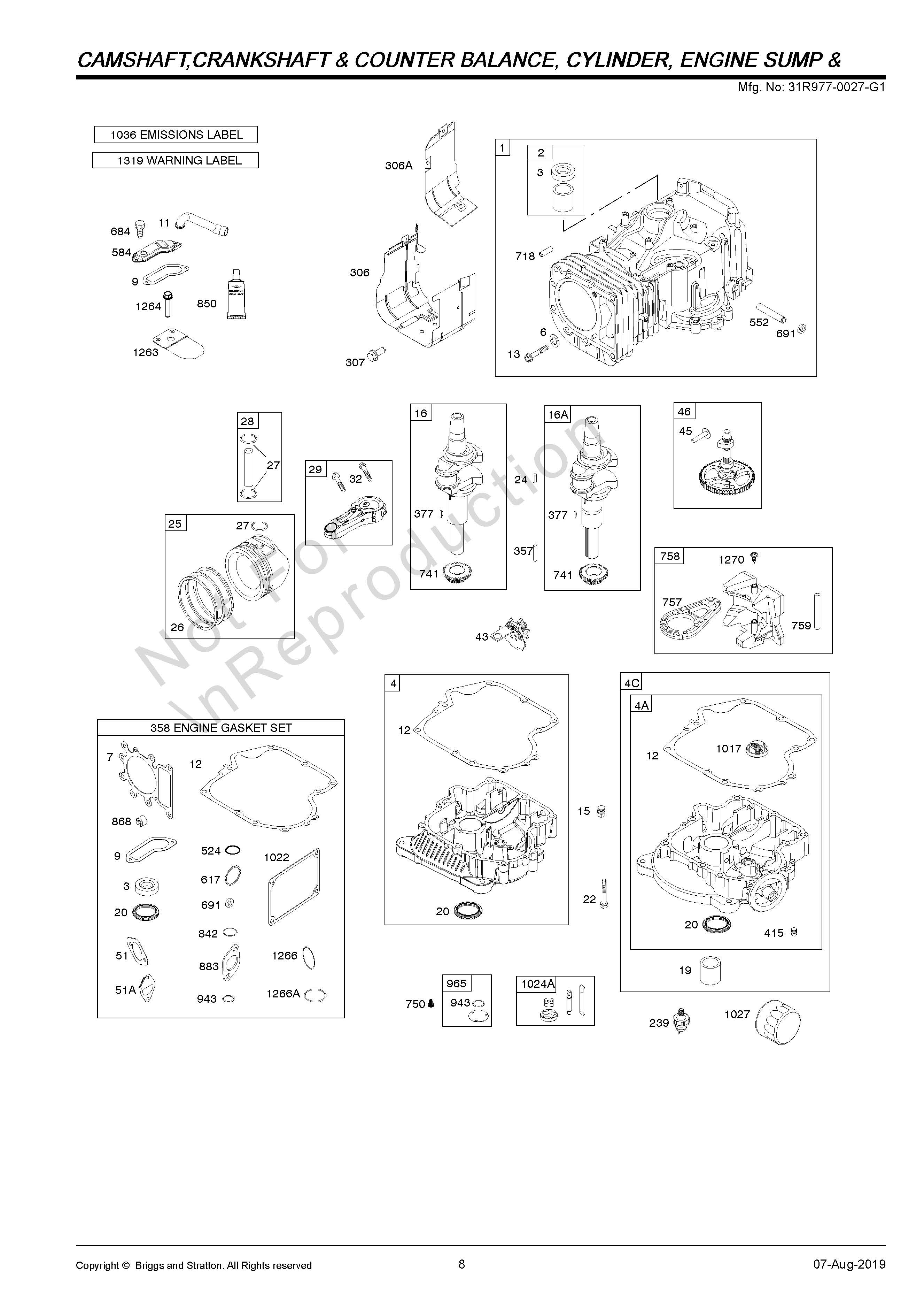 Vue Eclatee Moteur Briggs Et Stratton 5 Hp